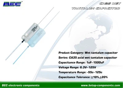 Capacitor de tântalo úmido axial CA35